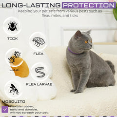 Flea and Tick Treatment for Dogs, And Cats, Adjustable Dog and Cat Flea Collar, Waterproof 8 Months Natural Flea Treatment Glow in Dark (Single CAT, Purple)