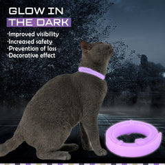 Flea and Tick Treatment for Dogs, And Cats, Adjustable Dog and Cat Flea Collar, Waterproof 8 Months Natural Flea Treatment Glow in Dark (2 in 1 CAT, Purple)